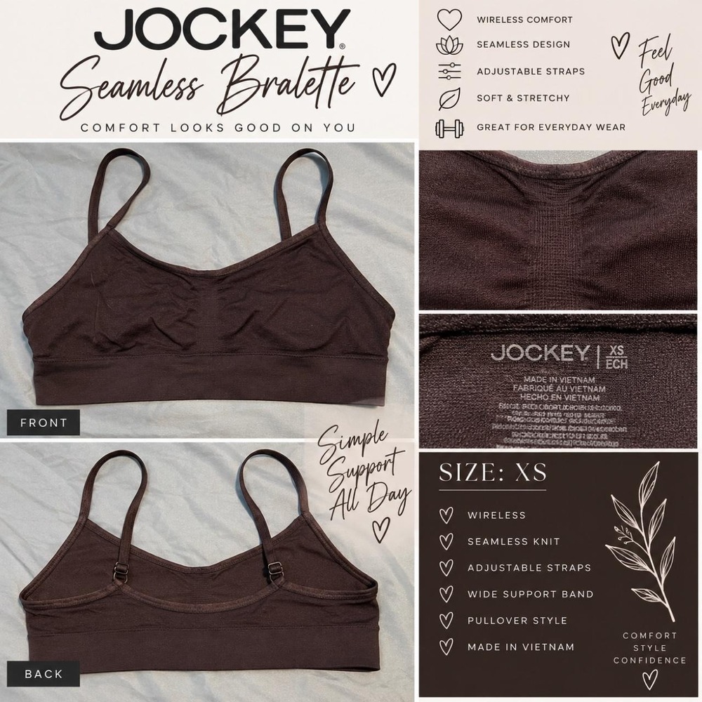 Jockey Seamless Wireless Bralette Sports Bra Size XS